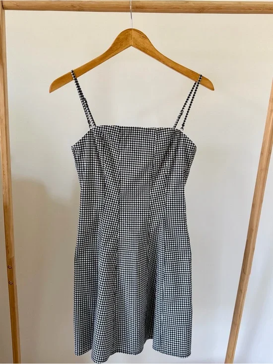 Abercrombie & Fitch Mila Gingham Mini Dress in Black/White - S - Picture 5 of 8